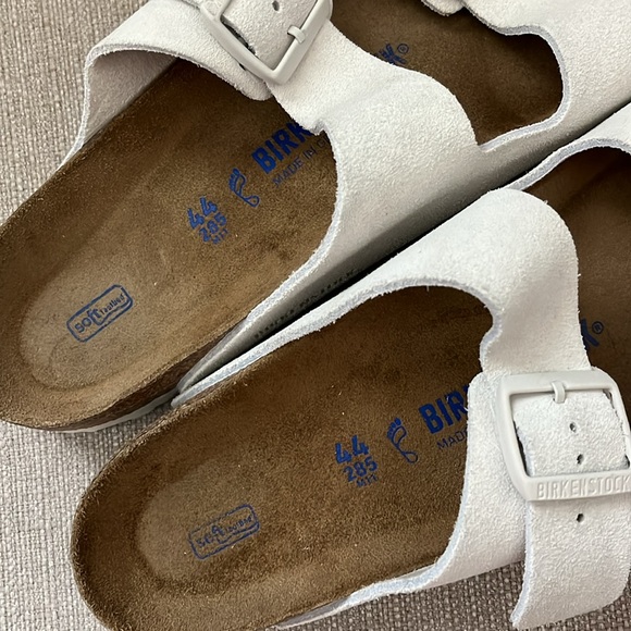 Birkenstock Arizona Slide Suede Leather Antique White Sandals Men’s Size 44 / 11 - Picture 7 of 8